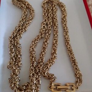 Vintage Givenchy UNISEX necklace extra long byzantine chain necklace gold chunky